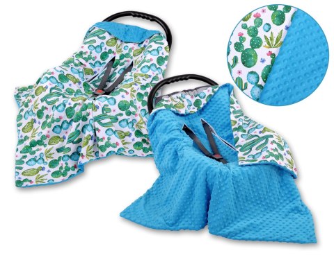 Bobono Duży otulacz dla niemowląt do fotelika nosidełka wózka dwustronny - kaktusy