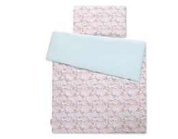 Bobono Dwustronna pościel dla dzieci 2-częściowa bawełniana - beżowe listki