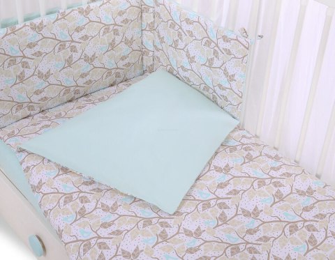 Bobono Dwustronna pościel dla dzieci 2-częściowa bawełniana - beżowe listki