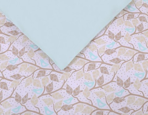 Bobono Dwustronna pościel dla dzieci 2-częściowa bawełniana - beżowe listki