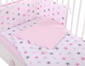 Bobono Dwustronna pościel dla dzieci 2-częściowa bawełniana - gwiazdy szaro-różowe