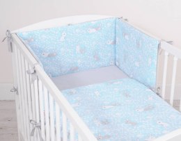 Bobono Dwustronna pościel dla dzieci 2-częściowa bawełniana - króliczki niebieskie/szary