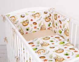 Bobono Dwustronna pościel dla dzieci 2-częściowa bawełniana - leniwce beżowe/beżowy