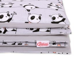 Bobono Dwustronna pościel dla dzieci 2-częściowa bawełniana - pandy szare