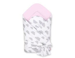 Bobono Dwustronny rożek dla niemowląt miękki z wiązaniem - chmurki szare