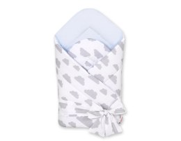 Bobono Dwustronny rożek dla niemowląt miękki z wiązaniem - chmurki szare