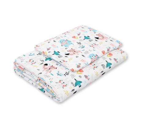 Bobono Komplet pościeli dla niemowląt z wypełnieniem 2-cz 75x100cm NEWBORN - misie niebieskie