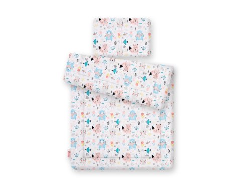 Bobono Komplet pościeli dla niemowląt z wypełnieniem 2-cz 75x100cm NEWBORN - misie niebieskie