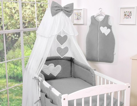 Bobono Moskitiera z szyfonu- Wiszące Serduszka antracyt