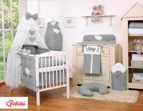 Bobono Moskitiera z szyfonu- Wiszące Serduszka antracyt