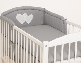 Bobono Ochraniacz do łóżeczka na szczebelki uniwersalny - Serduszka antracyt
