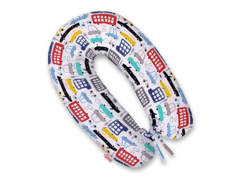 Bobono Poduszka ciążowa Longer dla kobiet w ciąży do spania + zdejmowana poszewka - Autka kolorowe