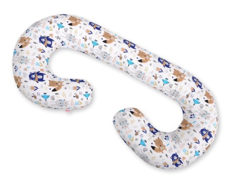 Bobono Poduszka ciążowa typu C dla kobiet w ciąży do spania karmienia + zdejmowana poszewka - misie granat