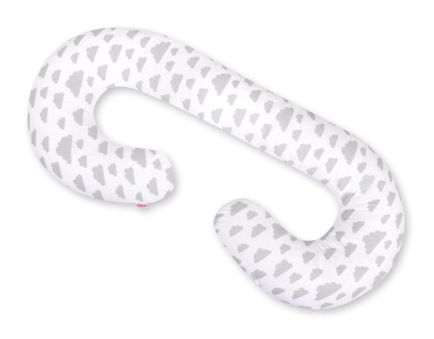 Bobono Poduszka ciążowa typu C dla kobiet w ciąży do spania karmienia + zdejmowana poszewka - szare chmurki