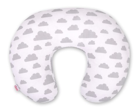 Bobono Poduszka rogal do karmienia fasolka + zdejmowana poszewka - chmurki szare