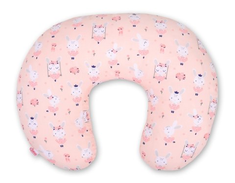 Bobono Poduszka rogal do karmienia fasolka + zdejmowana poszewka - króliczki baletnice różowe