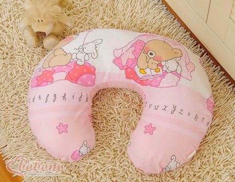 Bobono Poduszka rogal do karmienia fasolka + zdejmowana poszewka - miś z balonikiem różowy