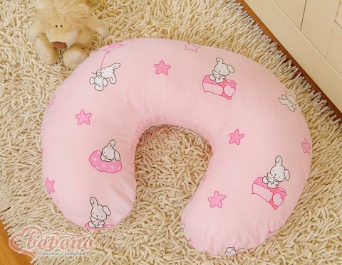 Bobono Poduszka rogal do karmienia fasolka + zdejmowana poszewka - miś z balonikiem różowy