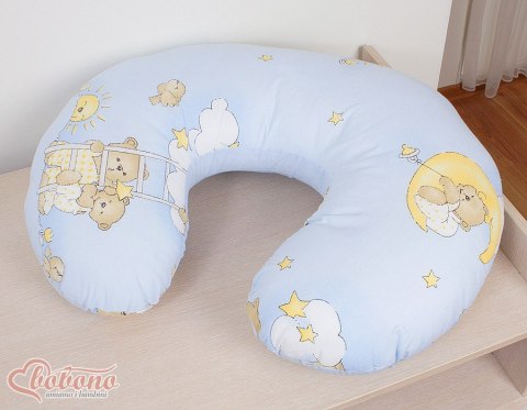 Bobono Poduszka rogal do karmienia fasolka + zdejmowana poszewka - misie na błękicie