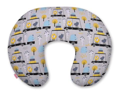 Bobono Poduszka rogal do karmienia fasolka + zdejmowana poszewka - zwierzątka w autkach