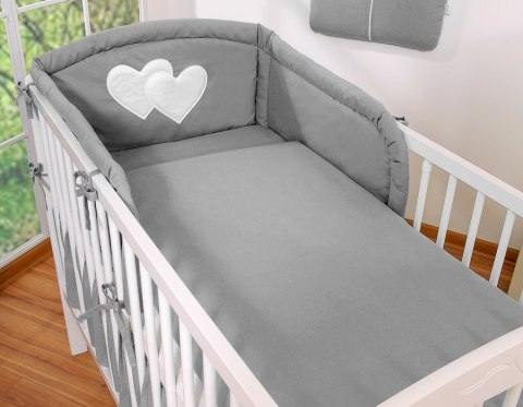 Bobono Pościel 3-cz 120x90 - Serduszka antracyt