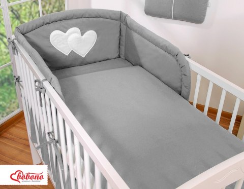 Bobono Pościel 3-cz 120x90 - Serduszka antracyt