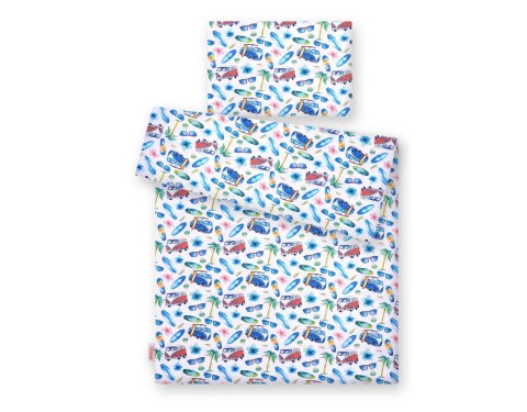 Bobono Pościel dla dzieci 2-częściowa bawełniana 120x90 cm - - autobusy