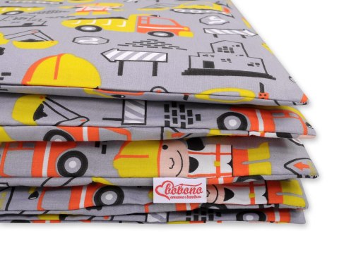 Bobono Pościel dla dzieci 2-częściowa bawełniana 120x90 cm - koparki żółte