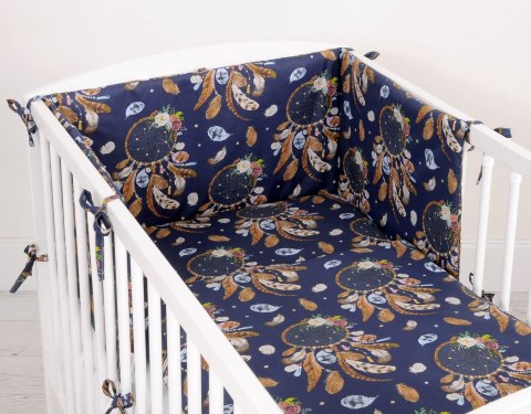 Bobono Pościel dla dzieci 2-częściowa bawełniana 120x90 cm - łapacze snów granatowe