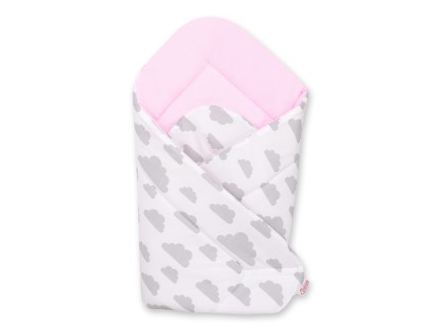 Bobono Rożek dla niemowląt miękki - chmurki szare/różowy