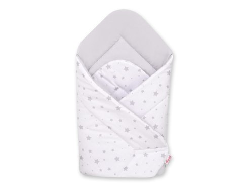 Bobono Rożek dla niemowląt miękki - mini gwiazdki szare na białym tle