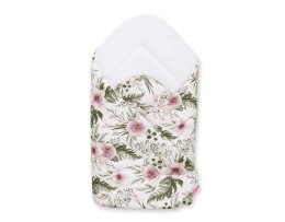 Bobono Rożek dla niemowląt miękki - peonie różowe/biały