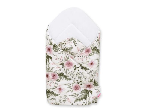 Bobono Rożek dla niemowląt miękki - peonie różowe/biały