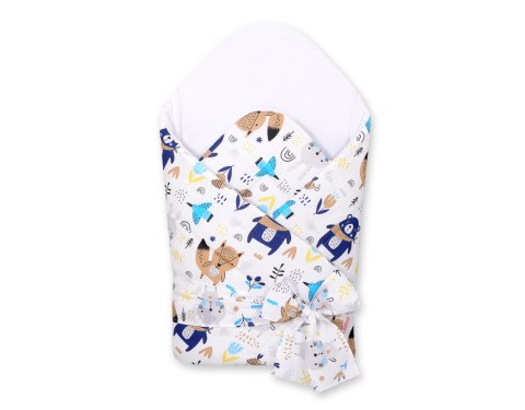 Bobono Rożek dla niemowląt z wiązaniem 2w1 usztywniany i miękki - misie granatowe