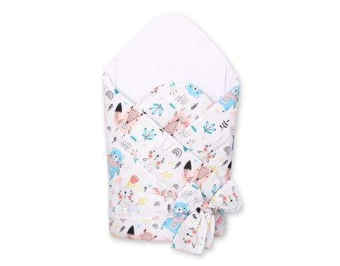 Bobono Rożek dla niemowląt z wiązaniem 2w1 usztywniany i miękki - misie niebieskie