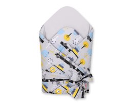 Bobono Rożek dla niemowląt z wiązaniem 2w1 usztywniany i miękki - zwierzątka w autkach szare