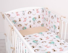 Bobono Uniwersalny dwustronny ochraniacz do łóżeczka - beżowe liski/beżowy