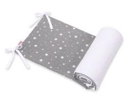 Bobono Uniwersalny dwustronny ochraniacz do łóżeczka - mini gwiazdki białe na szarym