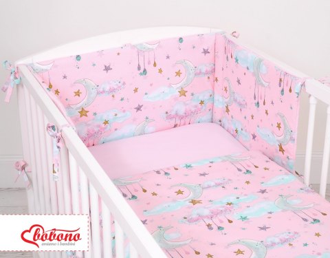 Bobono Uniwersalny ochraniacz do łóżeczka - księżyce różowe