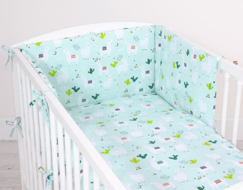 Bobono Uniwersalny ochraniacz do łóżeczka - lamy miętowe