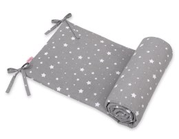 Bobono Uniwersalny ochraniacz do łóżeczka - mini gwiazdki białe na szarym