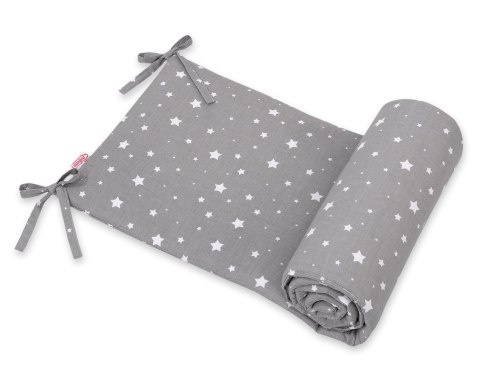 Bobono Uniwersalny ochraniacz do łóżeczka - mini gwiazdki białe na szarym