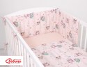 Bobono Uniwersalny ochraniacz do łóżeczka - sówki kremowo-miętowe