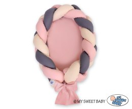 My Sweet Baby Kokon niemowlęcy pleciony 2 in 1 - beż-brudny róż-antracyt