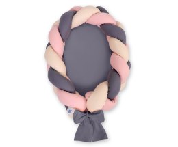 My Sweet Baby Kokon niemowlęcy pleciony 2 w 1 - beż-brudny róż-antracyt