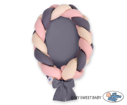 My Sweet Baby Kokon niemowlęcy pleciony 2 w 1 - beż-brudny róż-antracyt