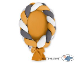 My Sweet Baby Kokon niemowlęcy pleciony 2 w 1 - biały-musztardowy-antracyt