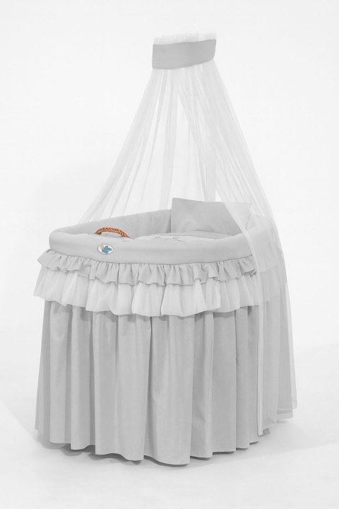 My Sweet Baby Kosz Mojżesza wiklinowy z baldachimem - Little Prince szary