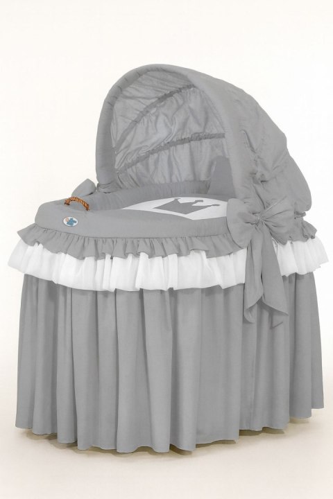 My Sweet Baby Kosz Mojżesza wiklinowy ze składaną budką - Little Prince antracyt