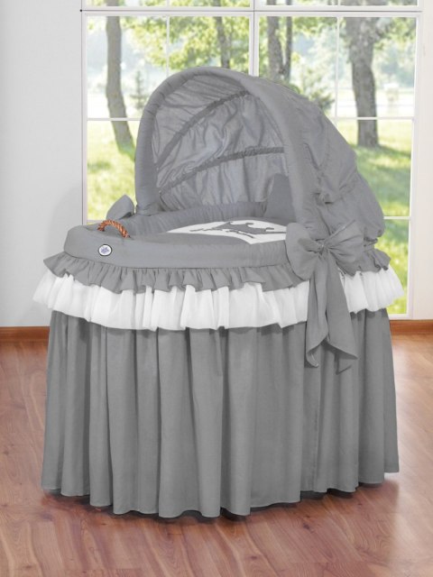 My Sweet Baby Kosz Mojżesza wiklinowy ze składaną budką - Little Prince antracyt